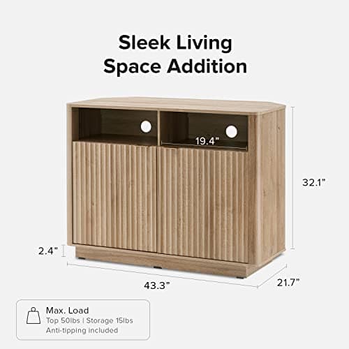 Mopio Brooklyn Corner Entertainment Center, Mid Century Modern Buffet