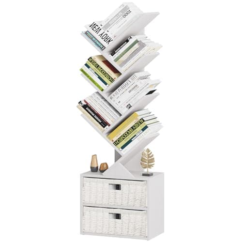 6 Tier Tree Bookshelf with Storage Drawer