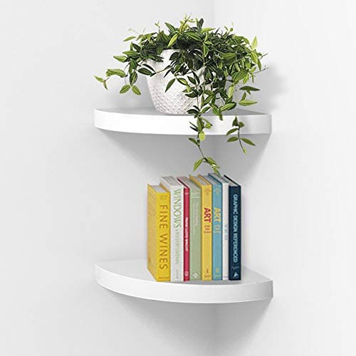 AHDECOR White Durable Floating Corner Shelves, Set of 2 for Organizing Décor