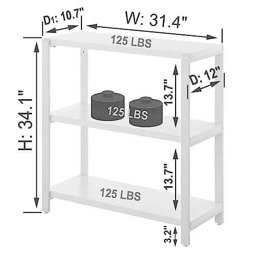 Rustic Wood and Metal 3-tier Bookshelf for Living Room Bedroom