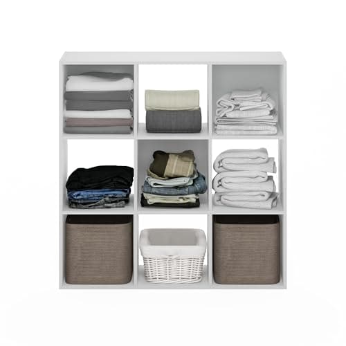 Furinno Pelli 9-Cube White Clothing and Closet Organizer Shelf