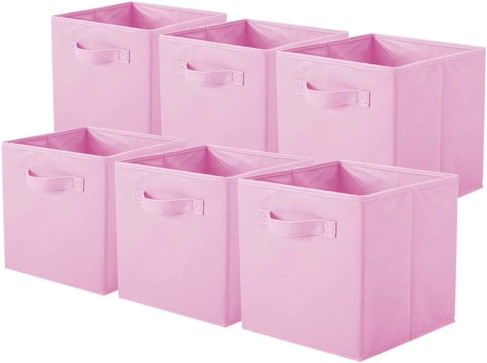 ShellKingdom Storage Bins, Fabric Cubes & Organizer Drawer, 6 Pack (Black+Beige+Grey)