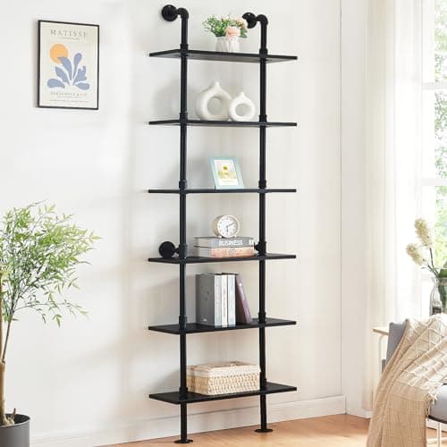 7-Tier Industrial Pipe Bookshelf for Home Office and Living Room