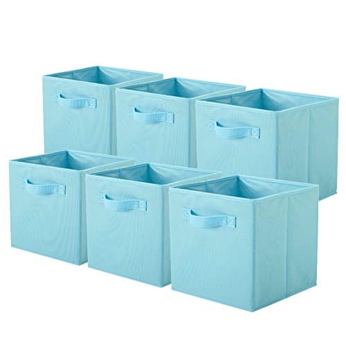 ShellKingdom Storage Bins, Fabric Cubes & Organizer Drawer, 6 Pack (Black+Beige+Grey)