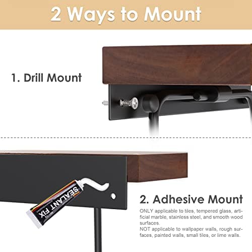 NiHome Toilet Paper Holder with Shelf Farmhouse Rustic Wall Mount Rustproof Adjustable Easy Tear Walnut