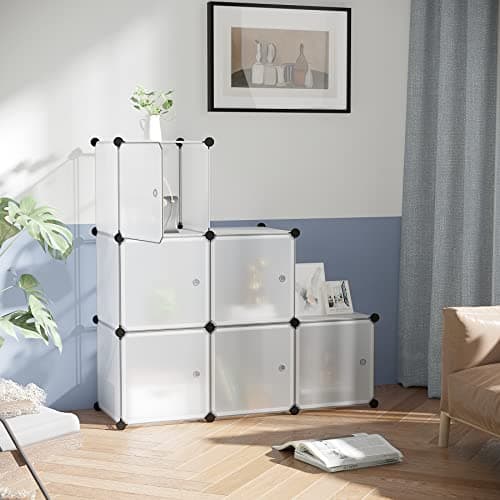 C&AHOME Cube Storage Organizer with Doors, 6-Cube Shelves, Modular Bookshelf.