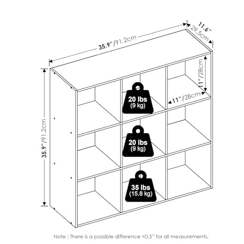 Furinno Pelli 9-Cube White Clothing and Closet Organizer Shelf