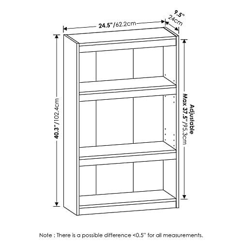 Enhanced 3-Tier Adjustable Bookshelf
