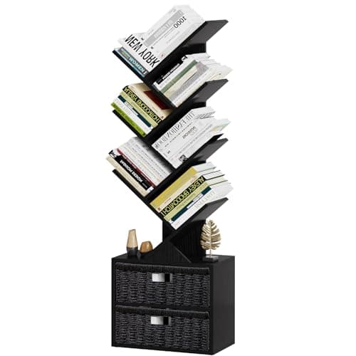 6 Tier Tree Bookshelf with Storage Drawer