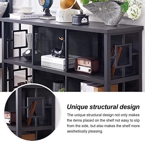 Industrial Cube Storage Organizer with Foldable Bins, Metal Frame Bookshelf for Living Room and Office, Grey