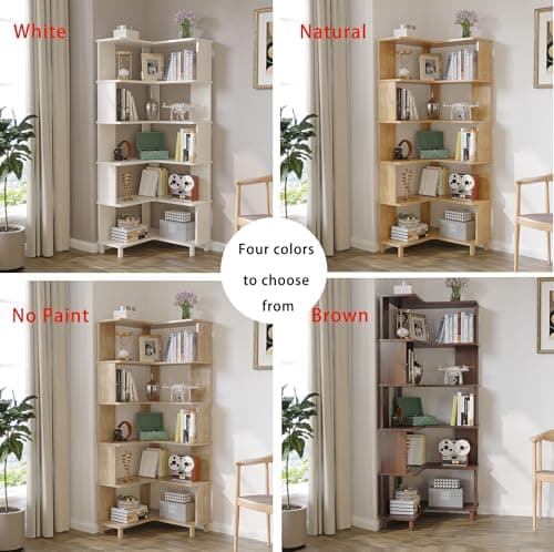 Wooden Brown Corner Cube Bookshelf, Multi-Layer Display for Small Spaces