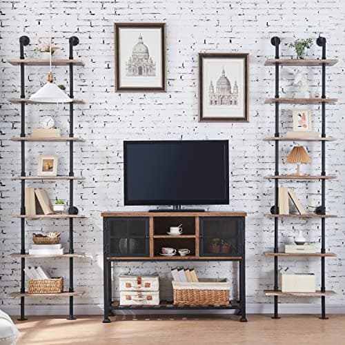7-Tier Industrial Pipe Bookshelf for Home Office and Living Room