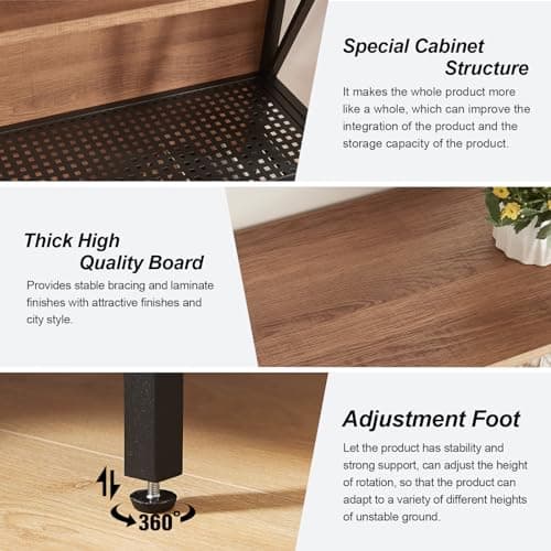 7-Tier Rustic Wood Metal Bookshelf for Home Office, Living Room and Bedroom