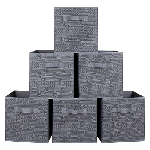 ShellKingdom Storage Bins, Fabric Cubes & Organizer Drawer, 6 Pack (Black+Beige+Grey)