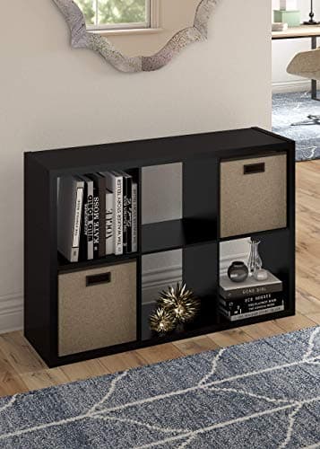 ClosetMaid 6 Cube Storage Shelf Organizer - Black Wood Finish