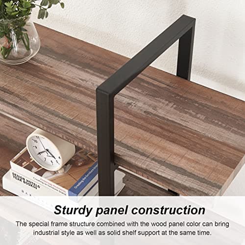 5-Tier Industrial Bookshelf for Home or Office, 70 Tall Rustic Storage Rack