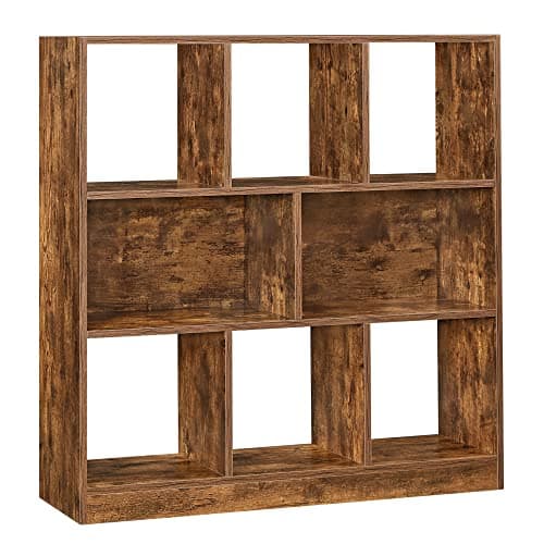 VASAGLE Multi-Use Bookcase, 11x35.4x39.4 Inches, 8 Open Shelves, Rustic Brown, ULicensed
