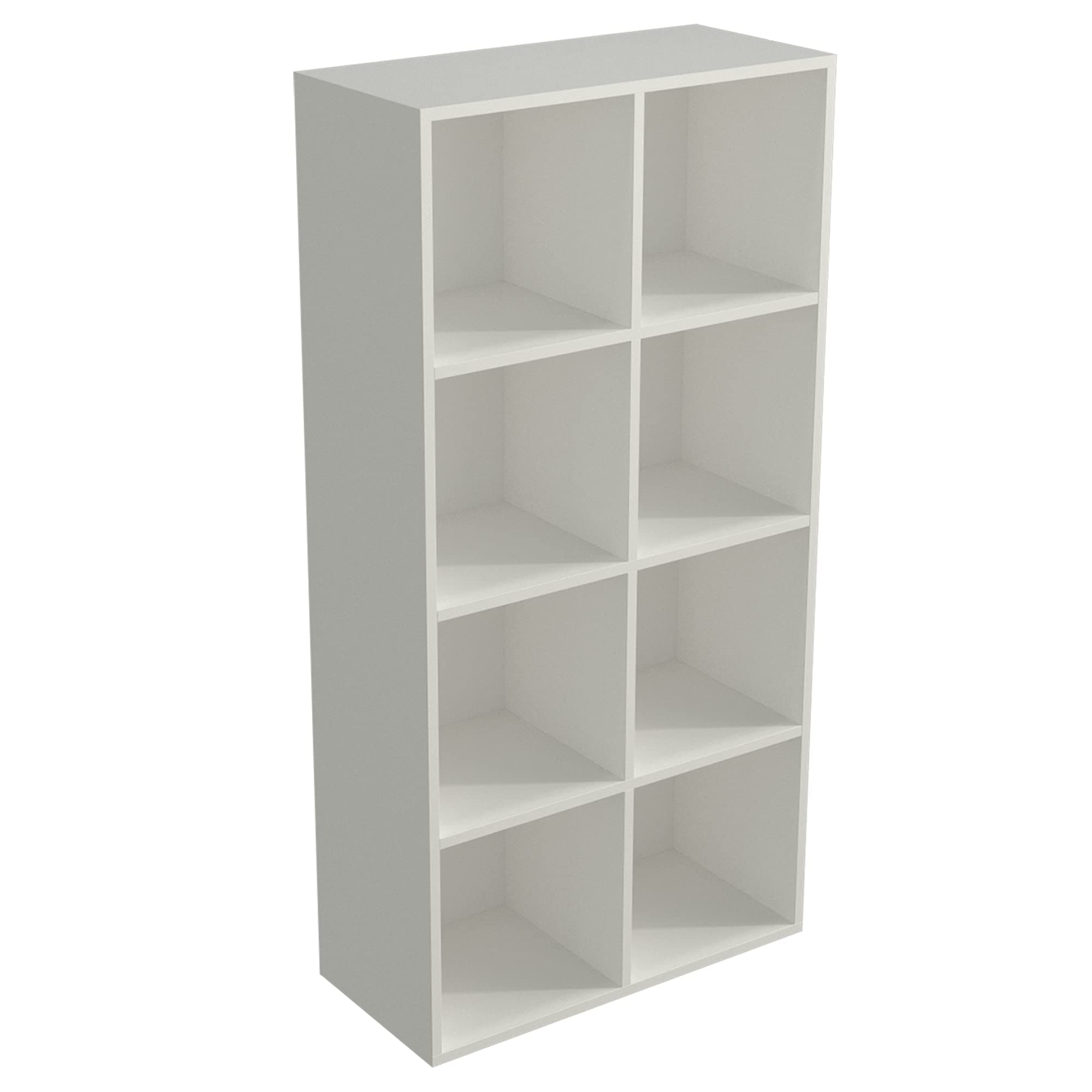 8-Cube Wooden Bookshelf - 4-Tier Open Storage Shelf for Home and Office, Fits TVs up to 55 Inches, Warm White