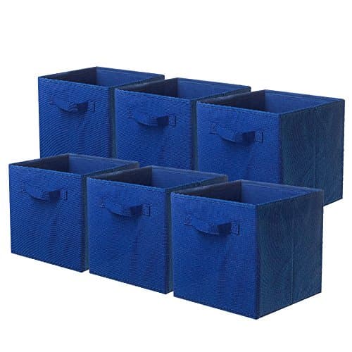 ShellKingdom Storage Bins, Fabric Cubes & Organizer Drawer, 6 Pack (Black+Beige+Grey)