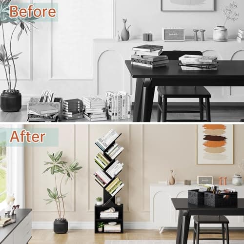 6 Tier Tree Bookshelf with Storage Drawer