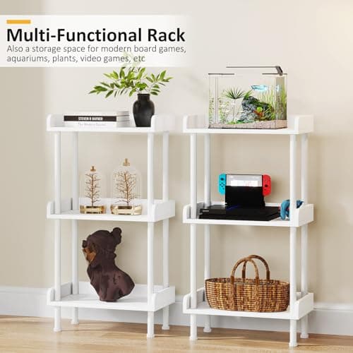 Small 3-Tier Wood Bookcase with Metal Edge Protection - White Industrial Bookshelf for Living Room Bedroom Home Office