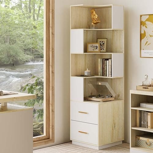 71" Tall L-Shaped Wood Bookcase with Baffle, DIY Modern Office & Living Room Rack