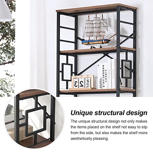 Industrial 7-Tier Tall Bookshelf with Metal Frame, Open Shelves, Rustic Brown Finish for Office, Living Room, Bedroom - 84 Inch