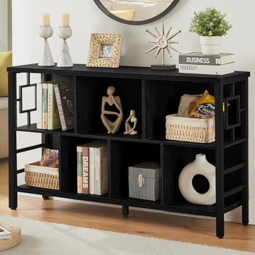 HOMISSUE 3-Tier Rustic Cube Storage Organizer - Industrial Horizontal Bookshelf for Living Room, Office, and Entryway in Grey