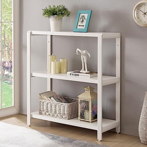 Rustic Wood and Metal 3-tier Bookshelf for Living Room Bedroom