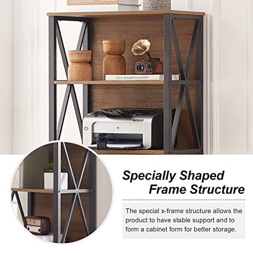 Tall 6-Tier Rustic Wood Metal Bookshelf for Home Office, Living Room, Bedroom