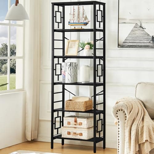 Modern Black & Gold Metal Bookcase for Home Office and Living Room