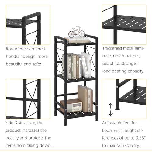 3 Tier Metal Bookshelf for Bathroom and Kitchen Organizer