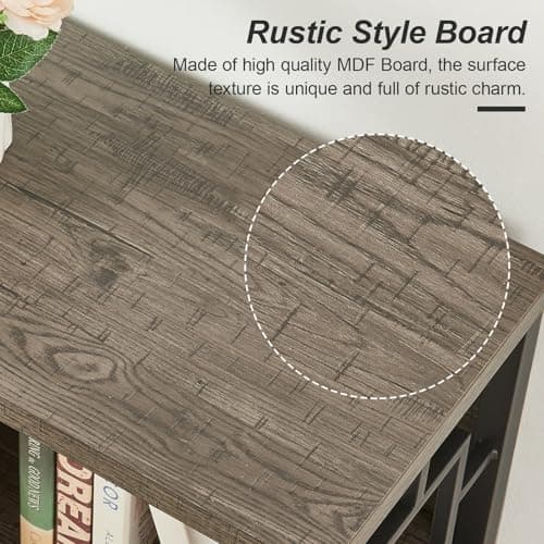 HOMISSUE 3-Tier Rustic Cube Storage Organizer - Industrial Horizontal Bookshelf for Living Room, Office, and Entryway in Grey