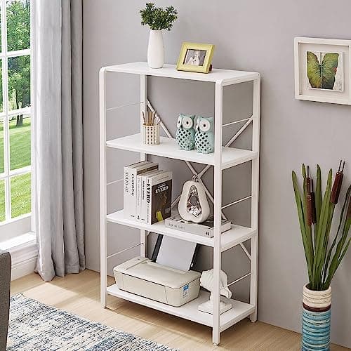 Rustic Wood and Metal 3-tier Bookshelf for Living Room Bedroom