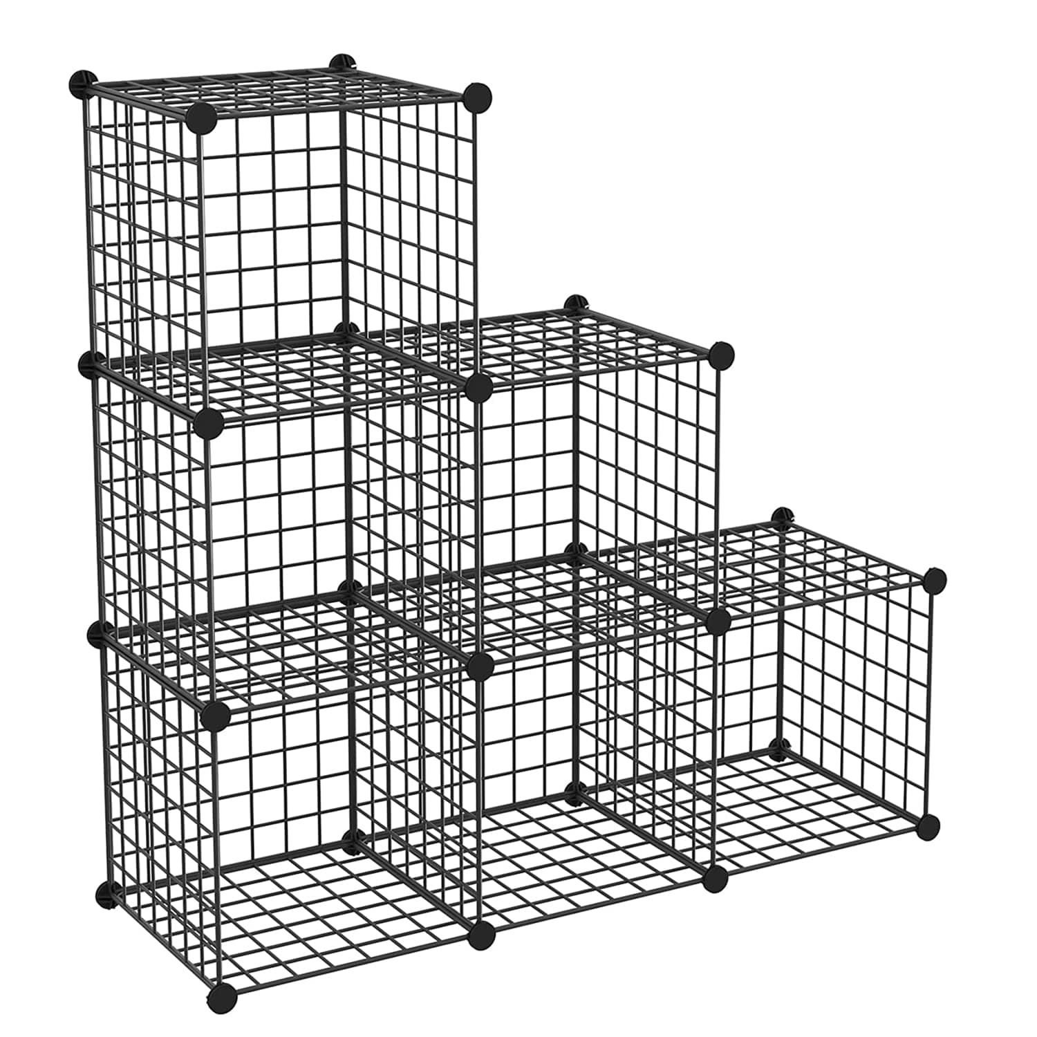 Wire Cube Storage Cabinet, 6 Cubes DIY Metal Organizer, Stackable Bookcase Shelf, Modular Closet for Living Room, Bedroom, Office, Black