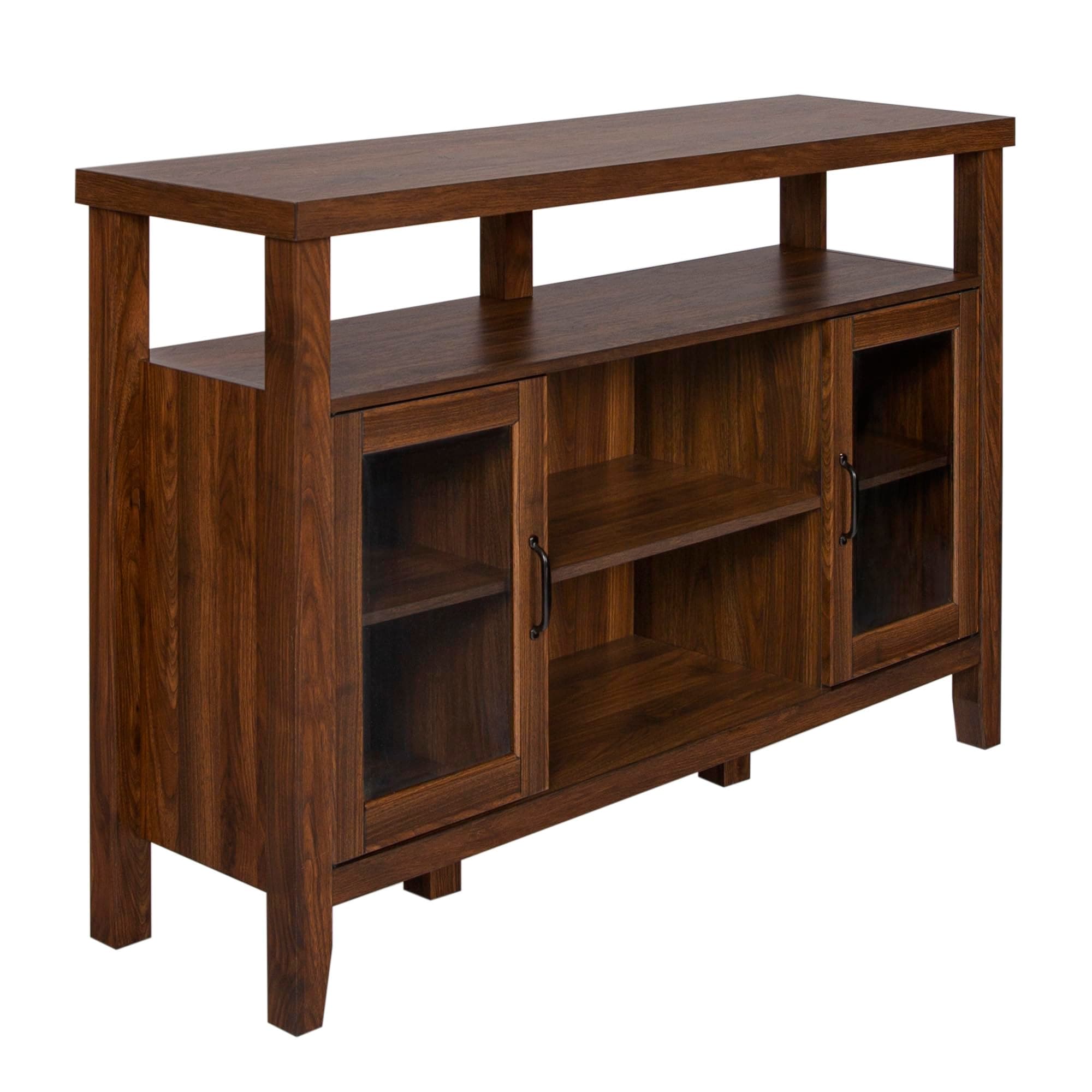 Walker Edison Dark Walnut Tall Wood TV Stand, 52", Up to 58" Flat Screen
