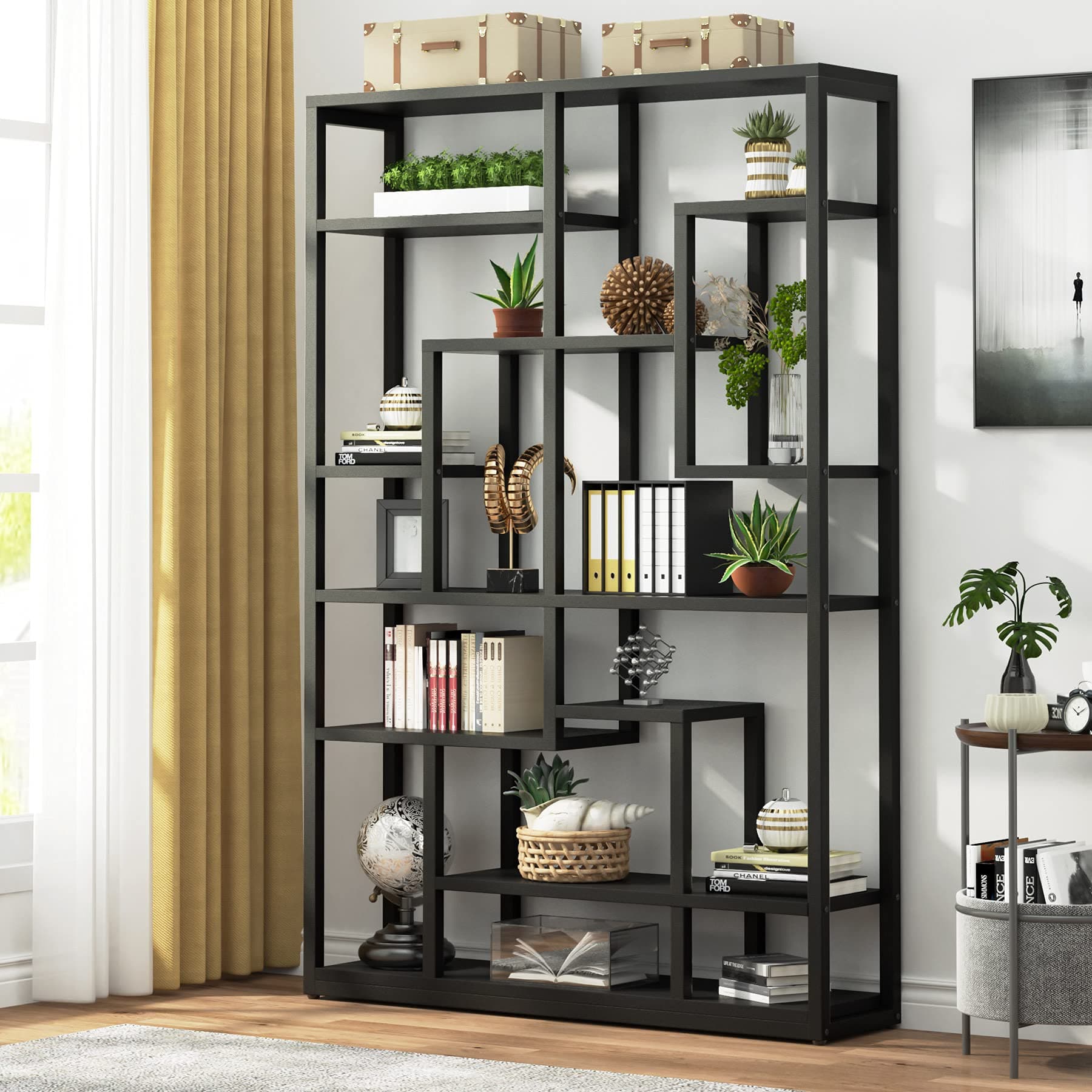 Black 47 Tall Bookcase for Living Room and Office