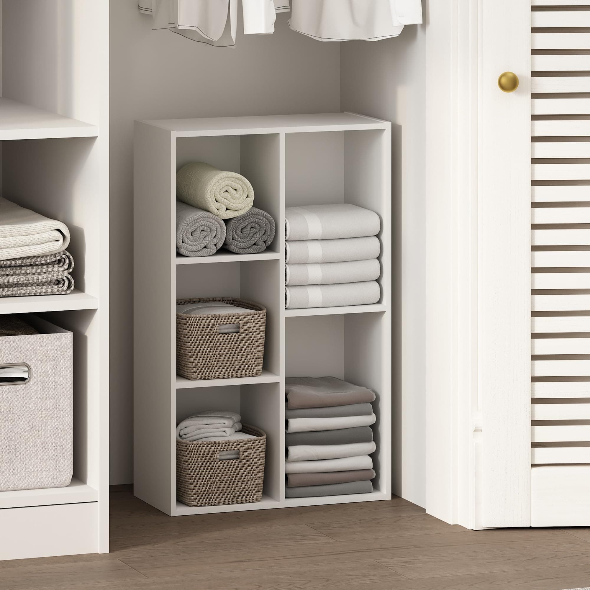 Closet Storage Organization for Clothing: Furinno Reed 5-Cube Shelf (White)