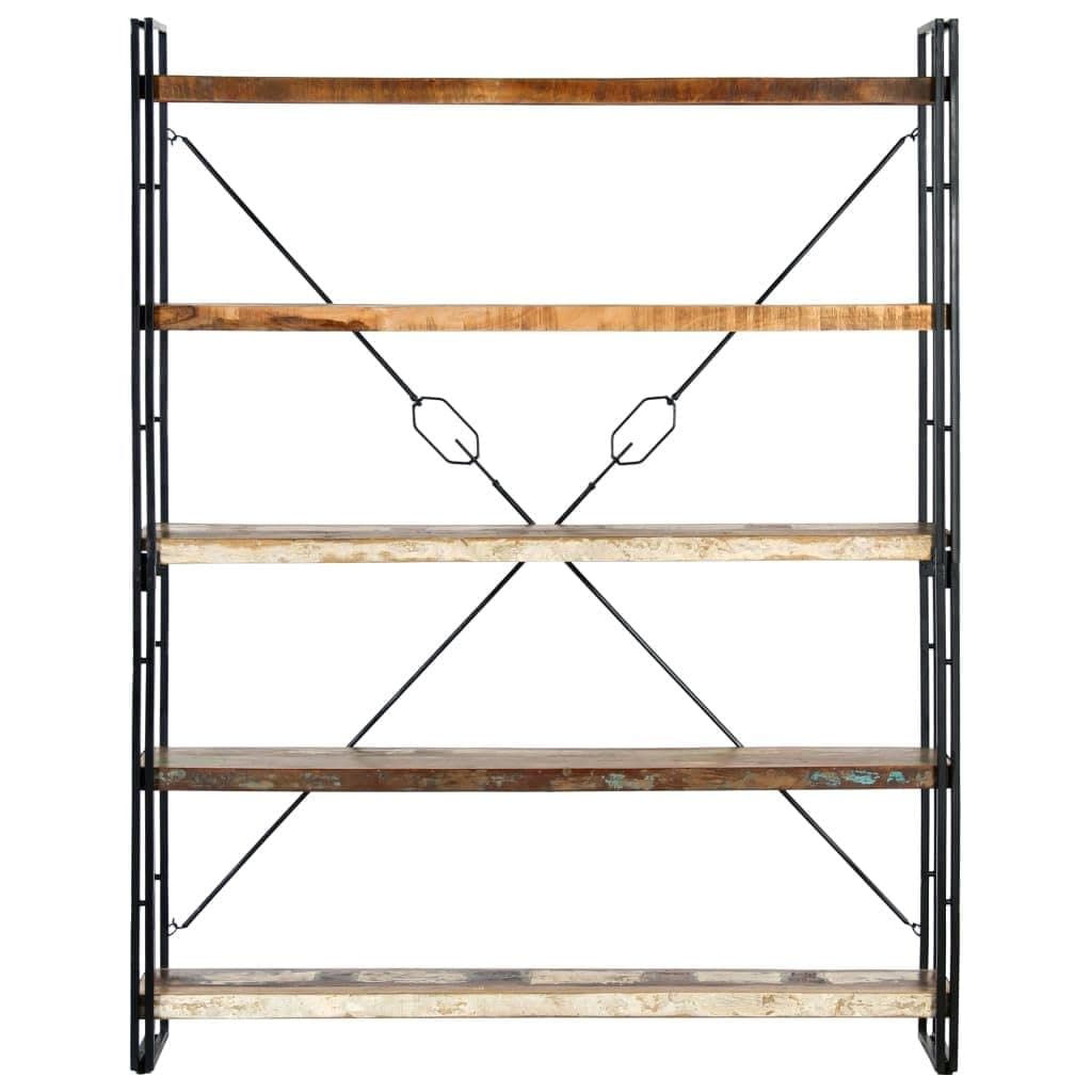 Homissue 5-Tier Reclaimed Wood Bookcase - Industrial Rustic Style, Brown