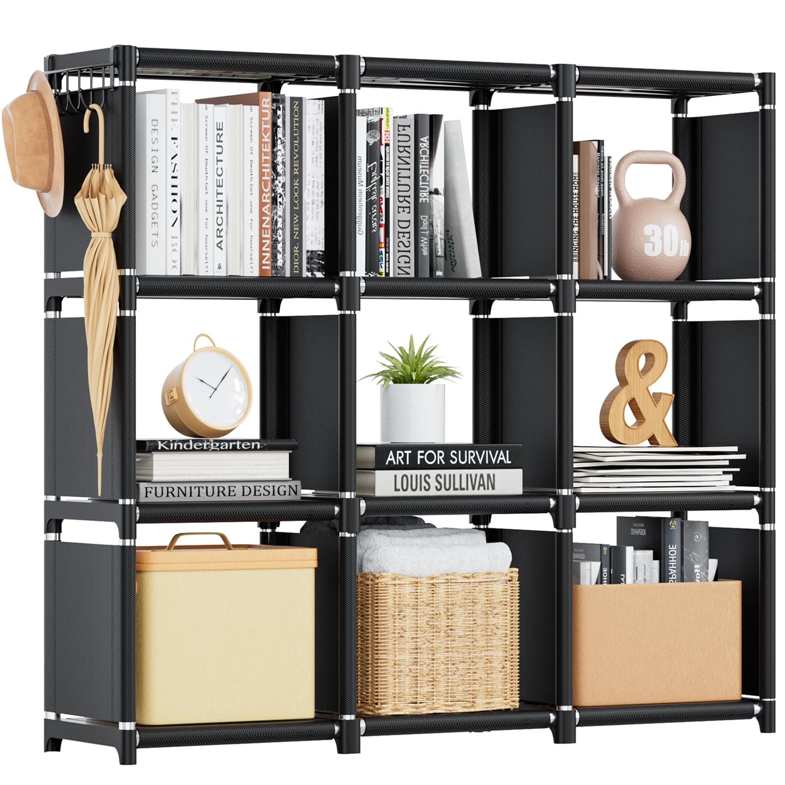 Metal Cube Bookshelf Organizer for Bedroom, Living Room, Office and Closet
